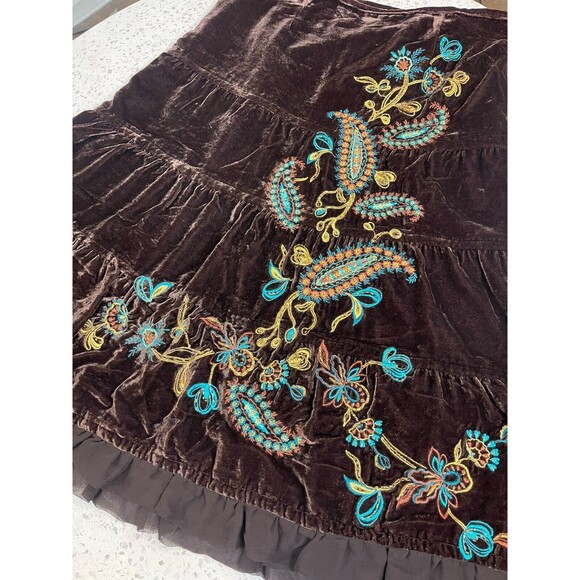 Vtg Fairy Women 8 Brown Velvet Embroidered Whimsygoth Whimsical Grunge Gypsy Y2K - Picture 9 of 9